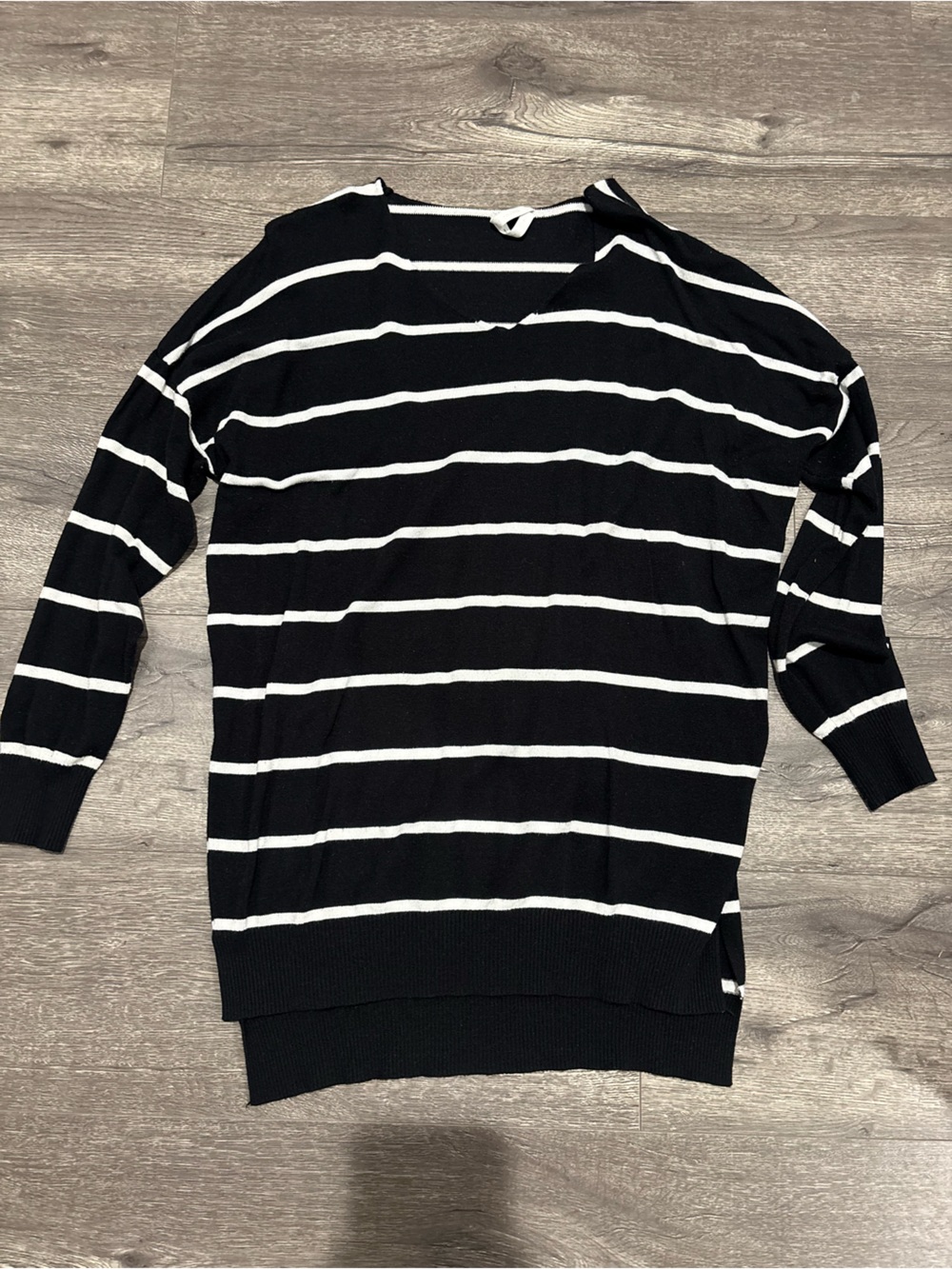 Dreamers Black and White Striped Lightweight Sweater - Picture 1 of 3